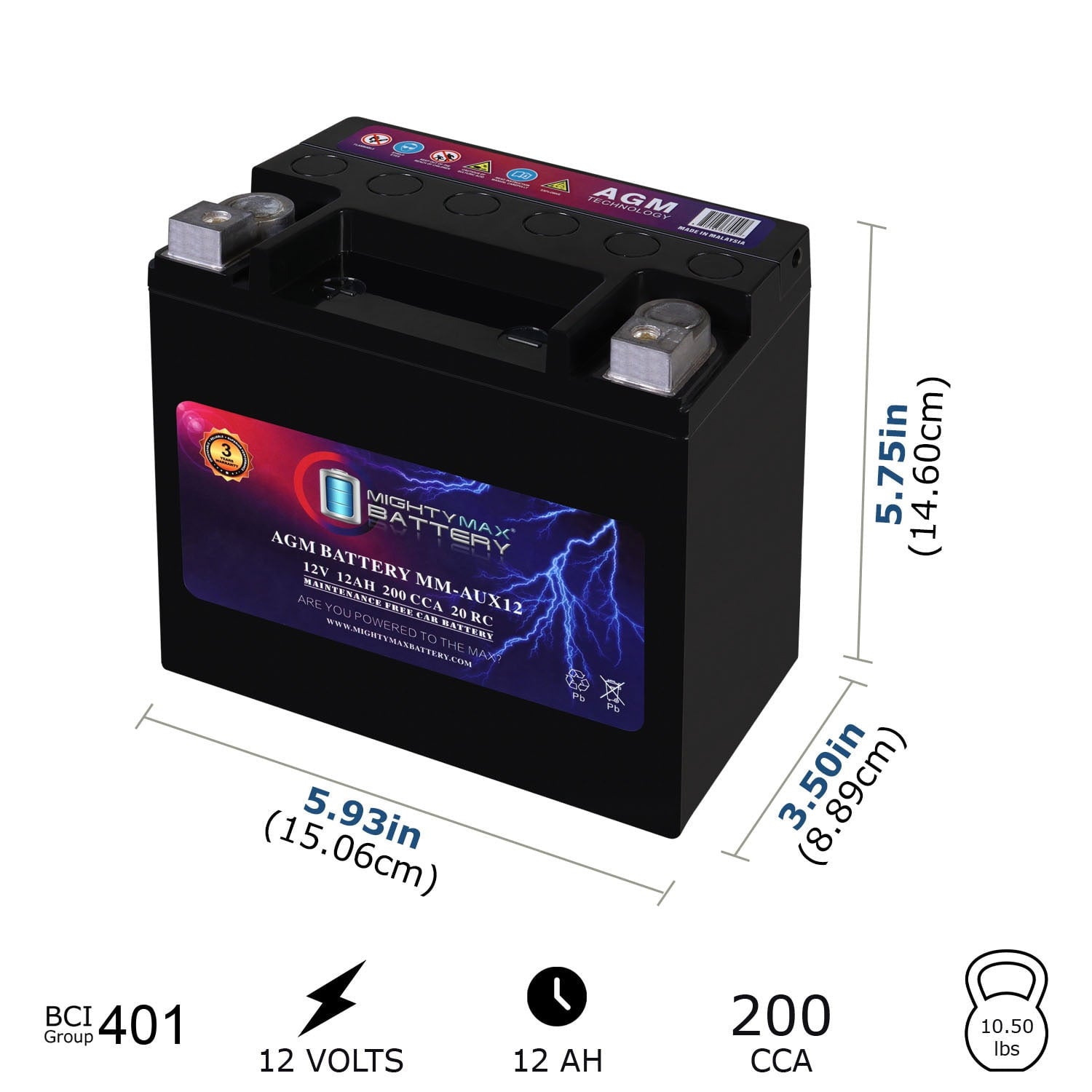 MM-H5 Start and Stop Car BCI Group Size 47 12V 60 AH, 100RC, 680 CCA Rechargeable AGM Car Battery