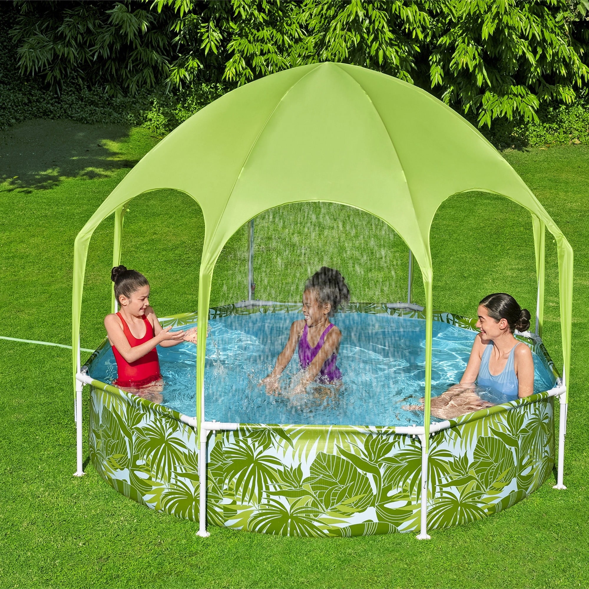 H2OGO!Splash-In-Shade Play Pool - 8' x 20 - 446 , UV Safe Shade Cover With Water Mister, Kids Pool