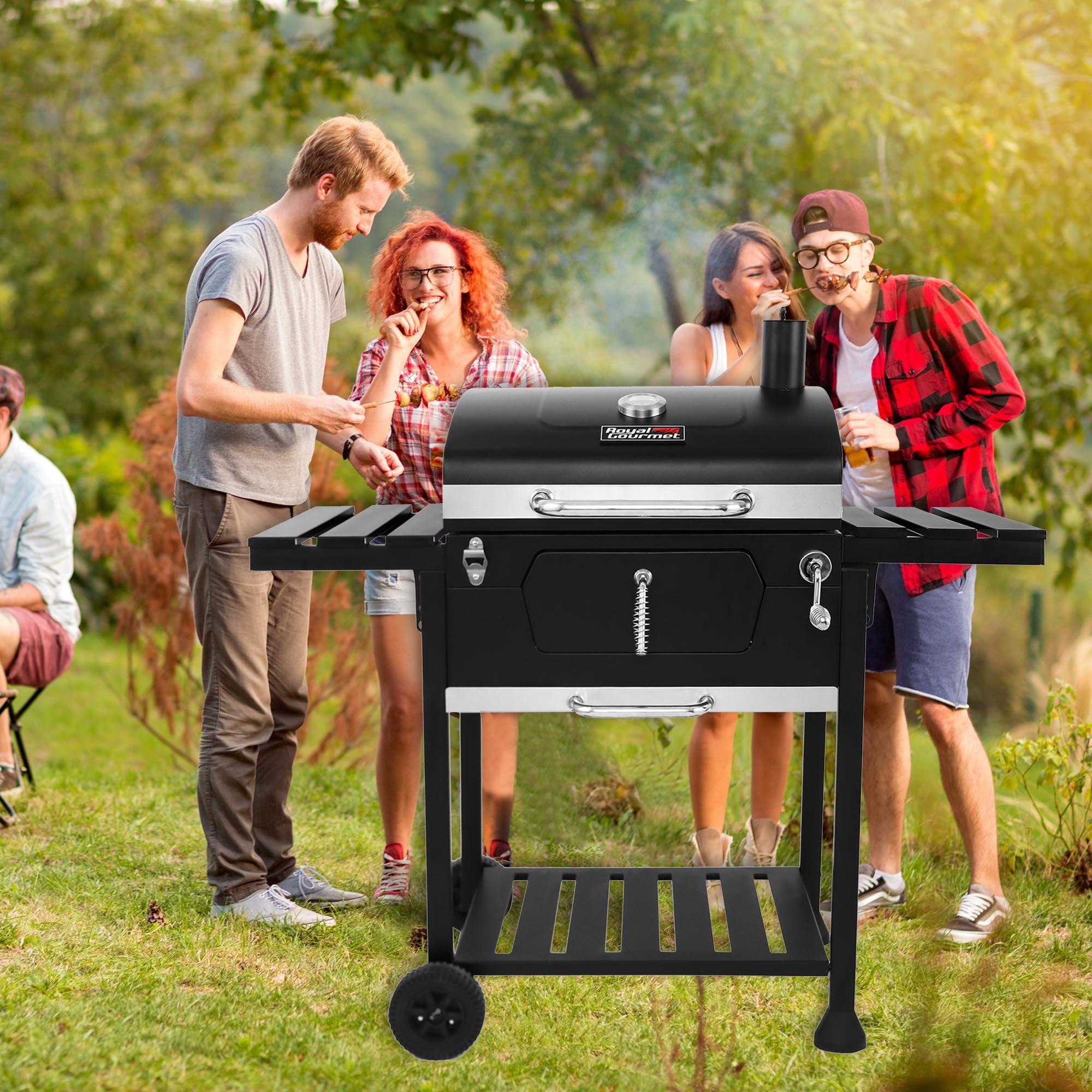 Royal Gourmet CD1824EN, 24-inch Charcoal BBQ Grill, 474 Square Inches, For Outdoor Picnic, Patio Cooking, Backyard Party