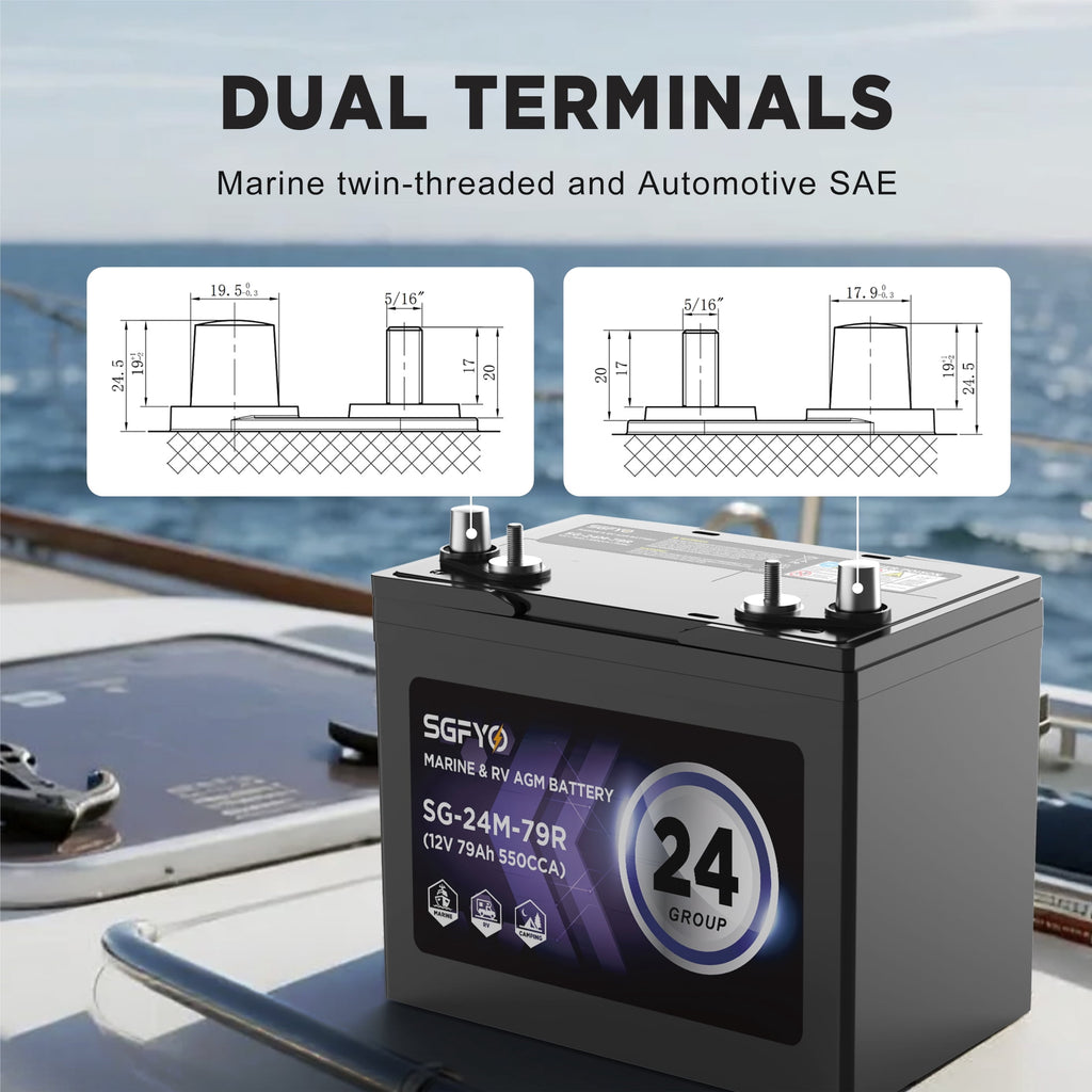 SGFYO Group Size 27M Dual Purpose Marine Battery,12V 92Ah 800CCA 175RC AGM Starter and Deep Cycle RV & Boat Batteries