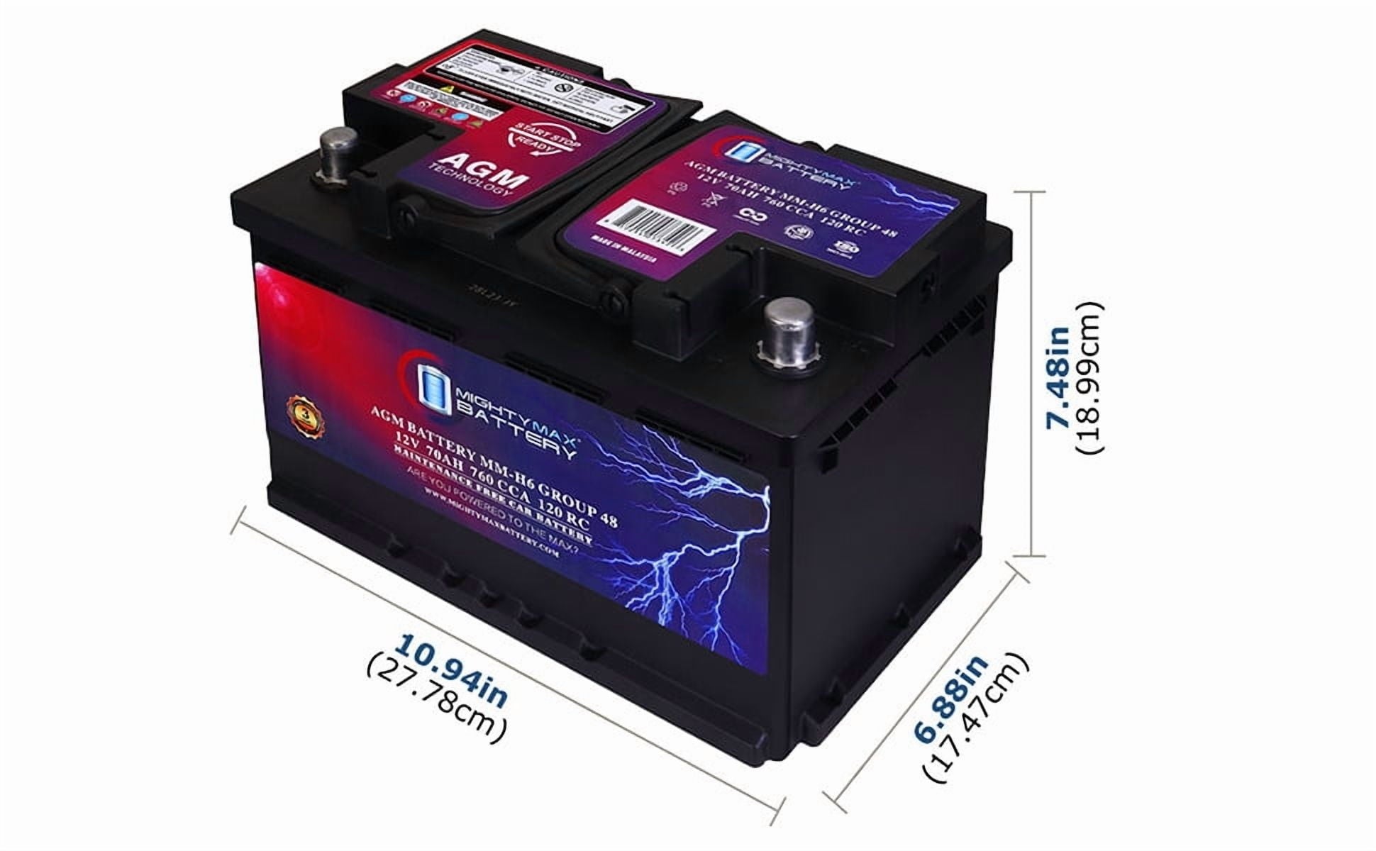 MM-H5 Start and Stop Car BCI Group Size 47 12V 60 AH, 100RC, 680 CCA Rechargeable AGM Car Battery