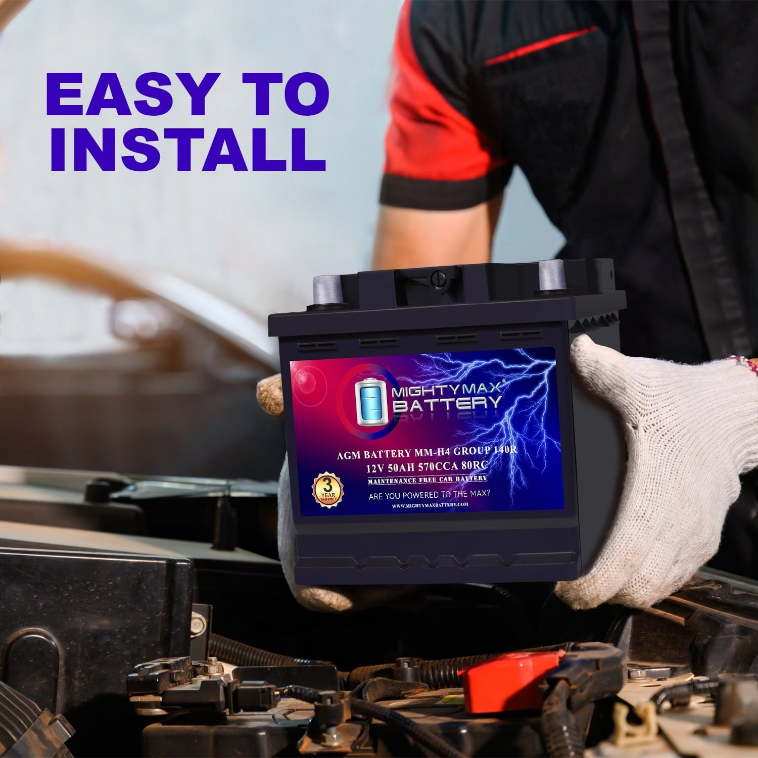 MM-H5 Start and Stop Car BCI Group Size 47 12V 60 AH, 100RC, 680 CCA Rechargeable AGM Car Battery