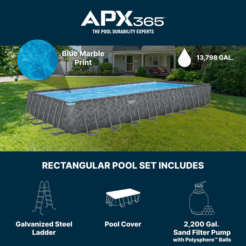 Bestway APX 365 18'x9'x52 Metal Frame Above Ground Pool Set with Sand Filter Pump