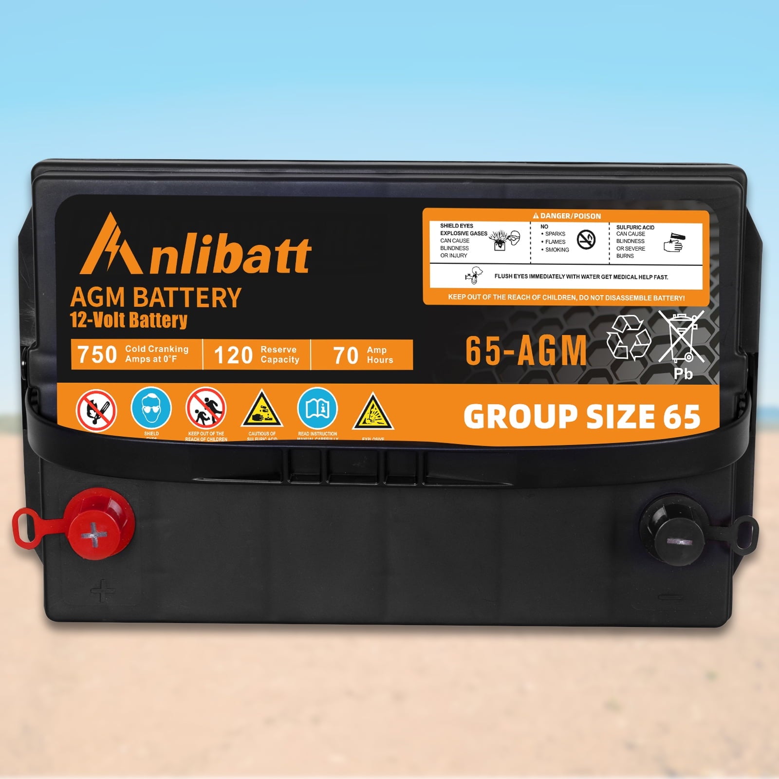 Anlibatt BCI Group 48 Battery, AGM 12 Volt Rechargeable Automotive Batteries for Car, H6 760CCA 70Ah 120RC, Maintenance Free