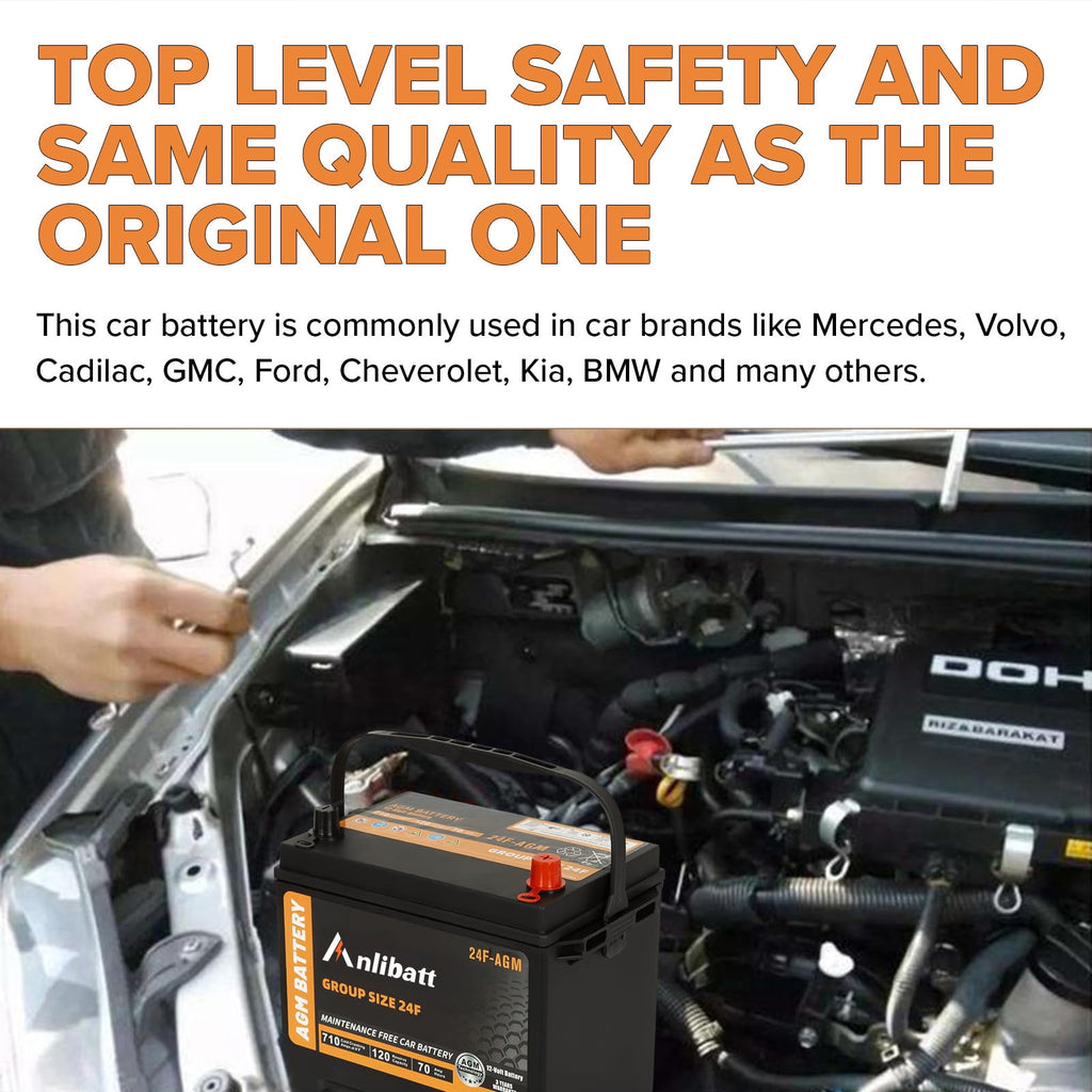Anlibatt BCI Group 48 Battery, AGM 12 Volt Rechargeable Automotive Batteries for Car, H6 760CCA 70Ah 120RC, Maintenance Free