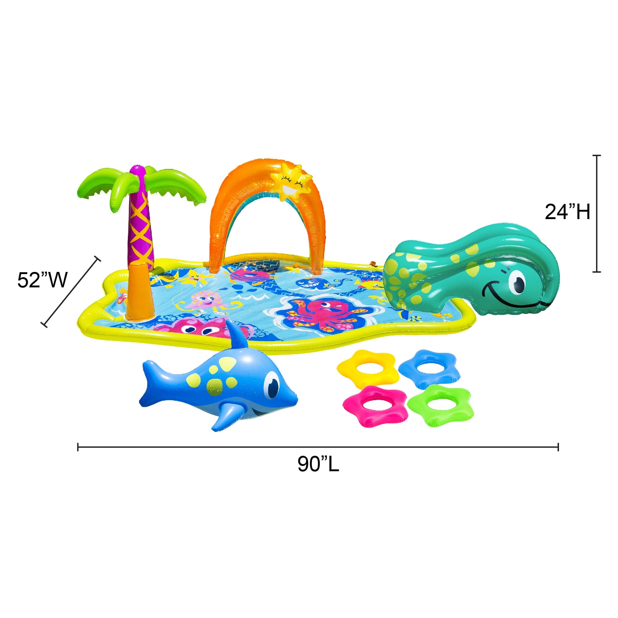 Banzai Jr. Splish Splash Inflatable Water Park for Toddlers - Includes Slide and Play Features