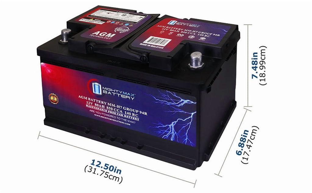 MM-H5 Start and Stop Car BCI Group Size 47 12V 60 AH, 100RC, 680 CCA Rechargeable AGM Car Battery