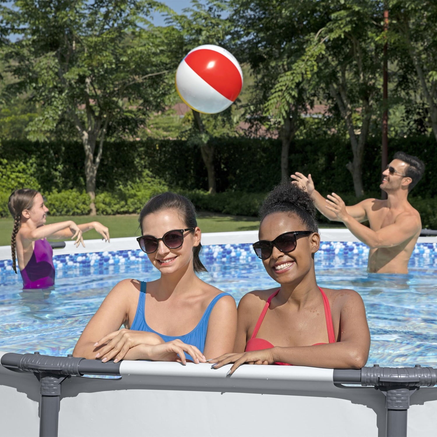 Bestway Steel Pro MAX 15’ x 48 Metal Frame Above Ground Pool, Blue, POOL ONLY