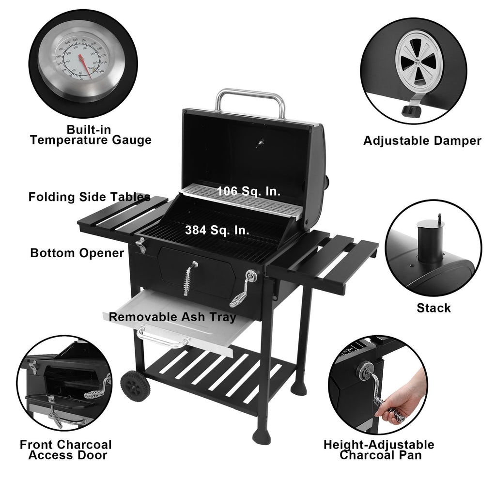 Royal Gourmet CD1824EN, 24-inch Charcoal BBQ Grill, 474 Square Inches, For Outdoor Picnic, Patio Cooking, Backyard Party