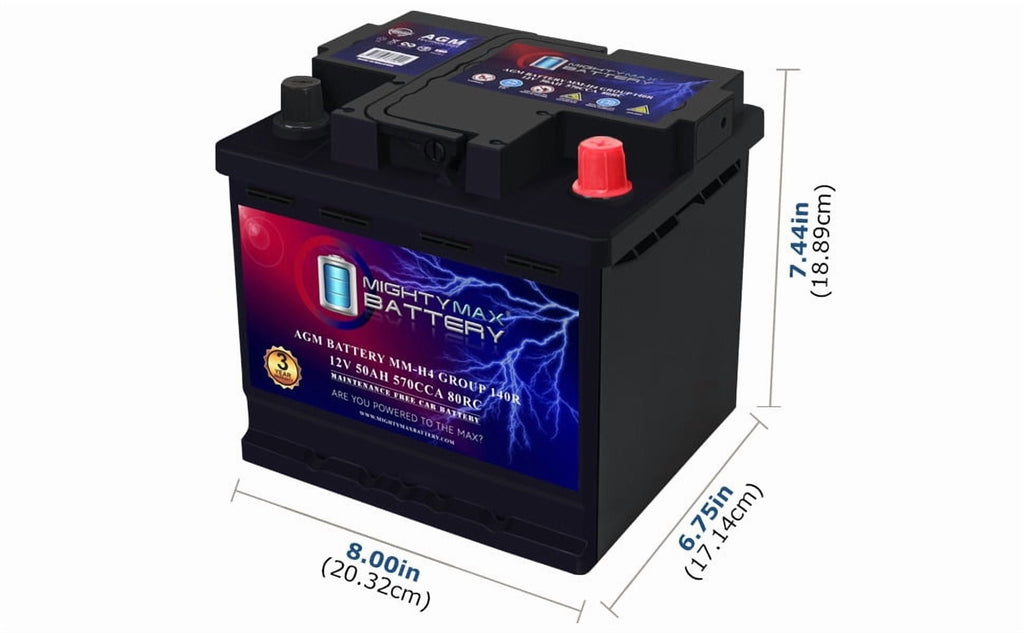 MM-H5 Start and Stop Car BCI Group Size 47 12V 60 AH, 100RC, 680 CCA Rechargeable AGM Car Battery