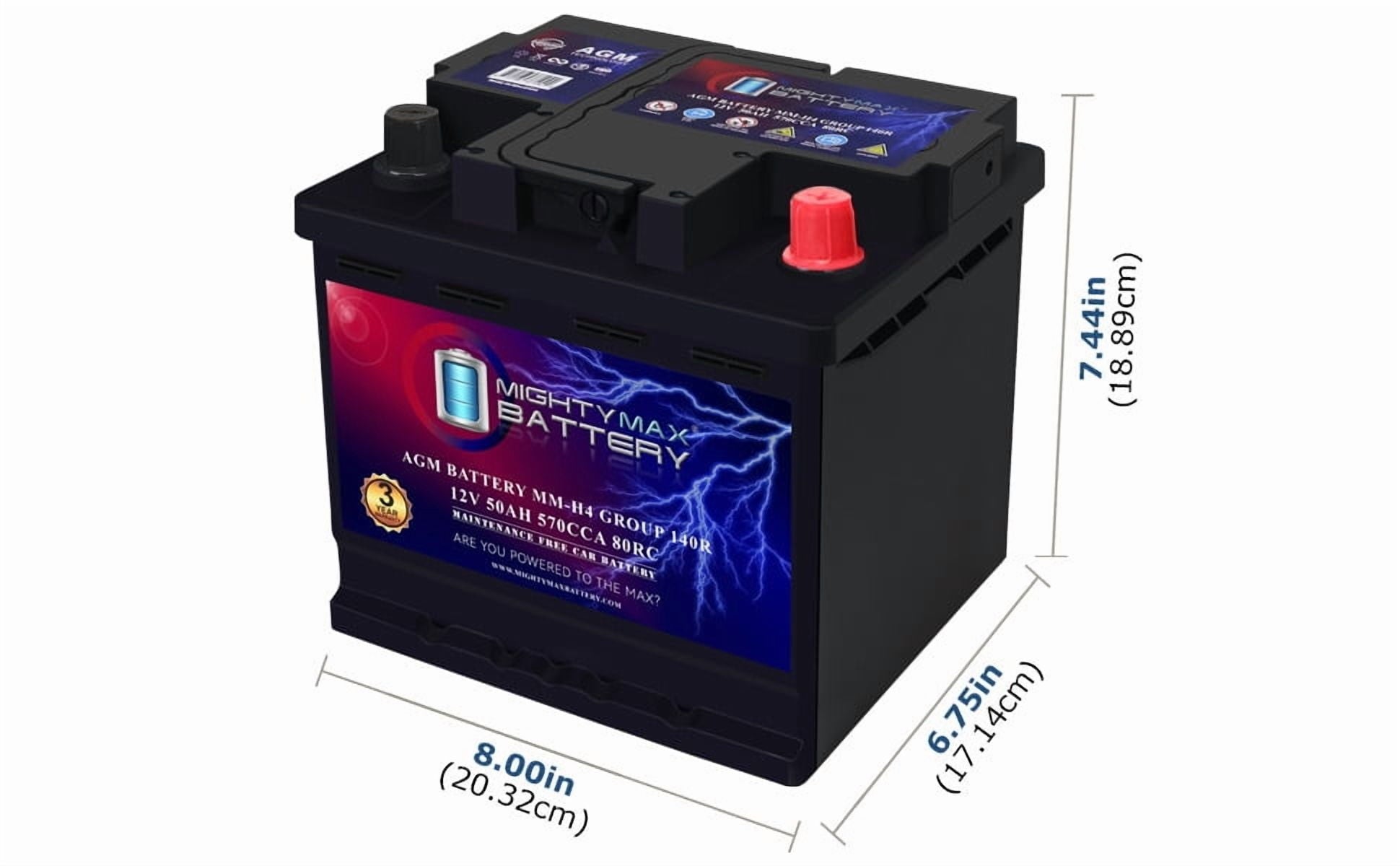 MM-H5 Start and Stop Car BCI Group Size 47 12V 60 AH, 100RC, 680 CCA Rechargeable AGM Car Battery