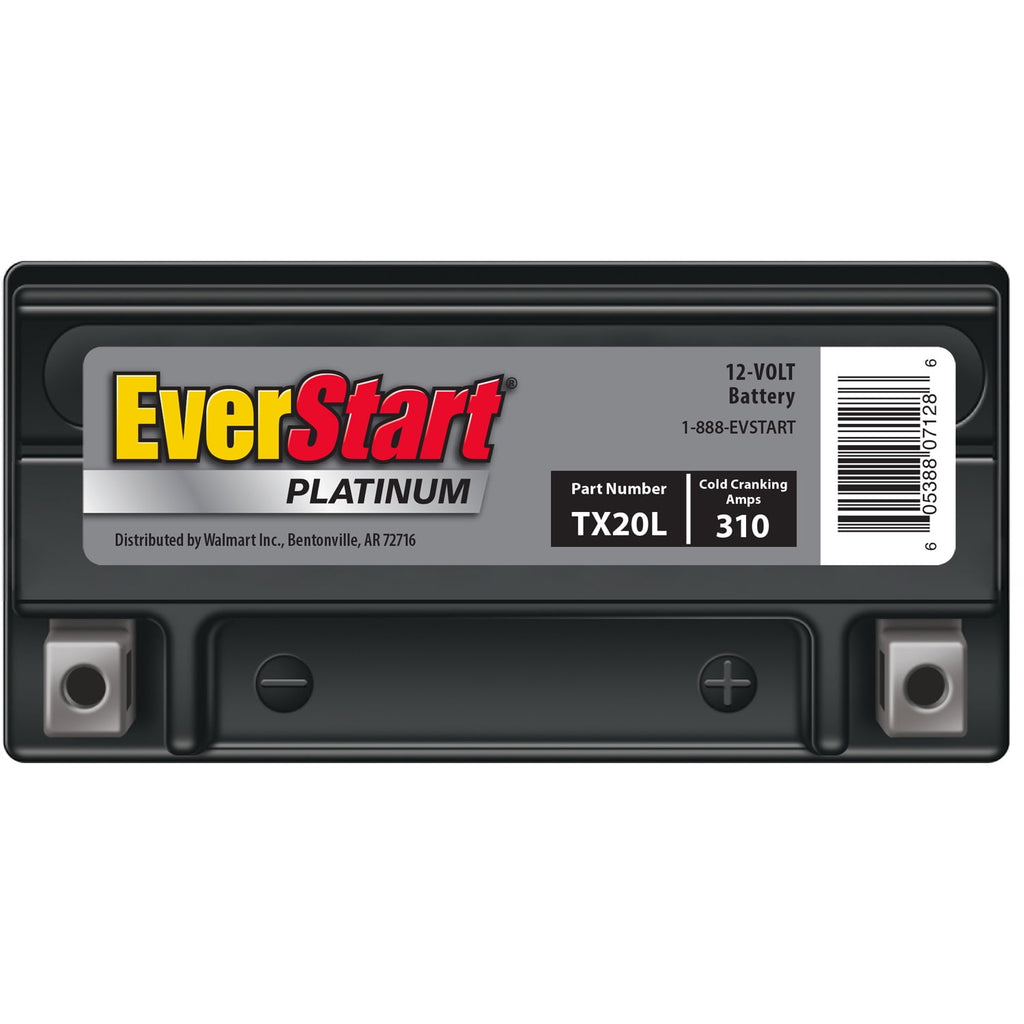 EverStart Platinum AGM Power Sport Battery, Group Size TX20L 12 Volt, 310 CCA
