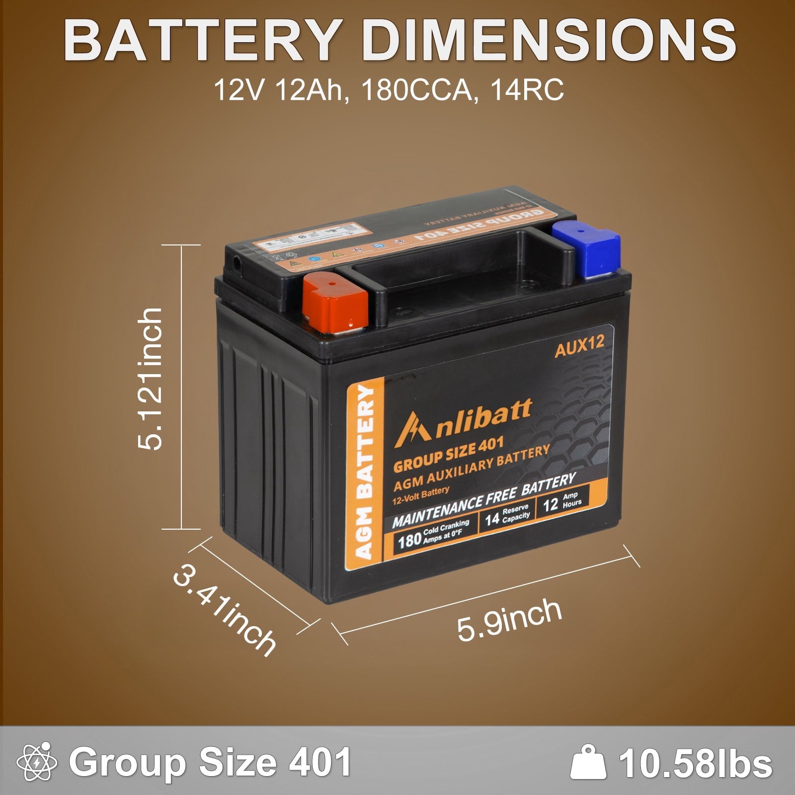 Anlibatt BCI Group 48 Battery, AGM 12 Volt Rechargeable Automotive Batteries for Car, H6 760CCA 70Ah 120RC, Maintenance Free
