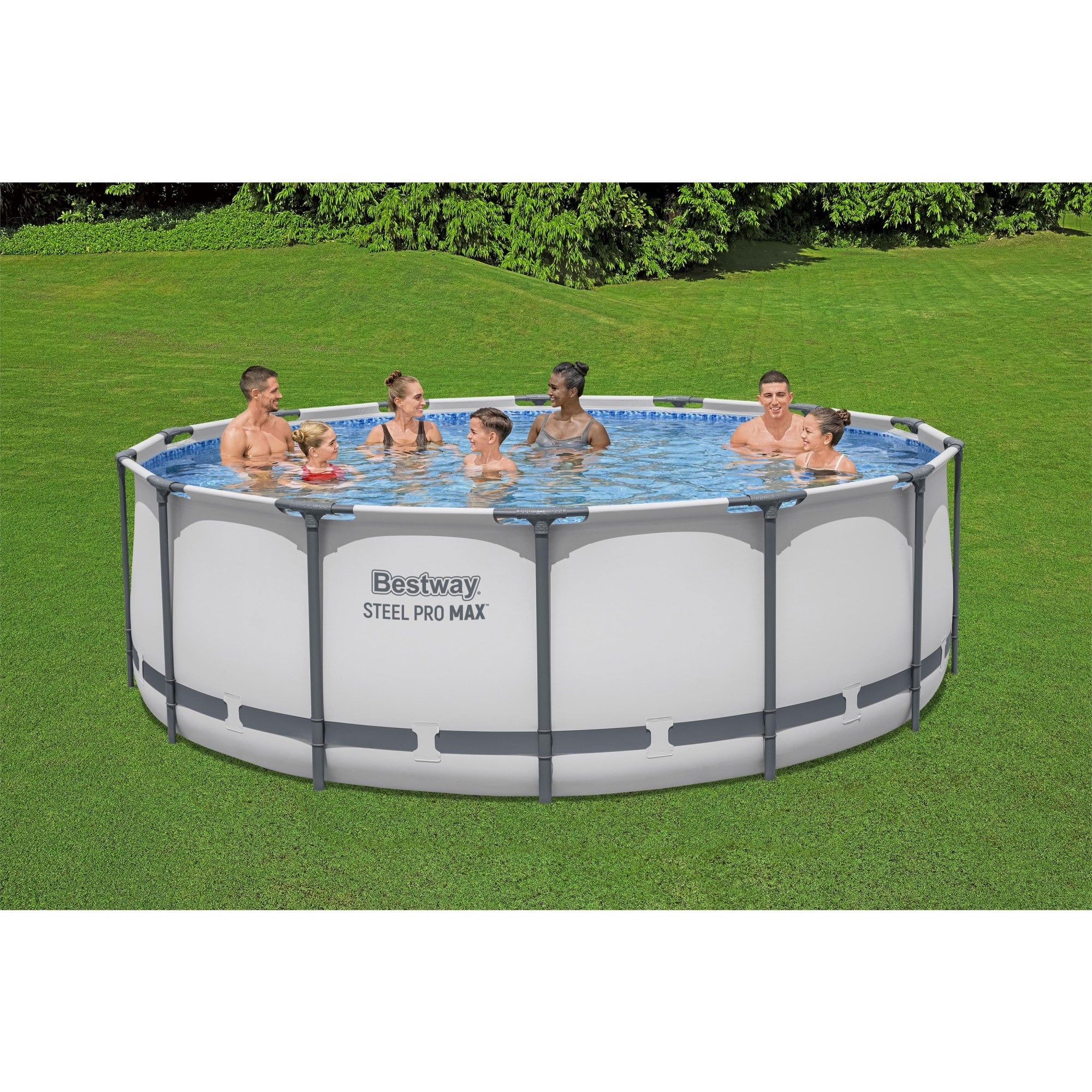 Bestway Steel Pro MAX 15'x42 Metal Frame Above Ground Pool Set w/ Pump, Ladder, & Cover