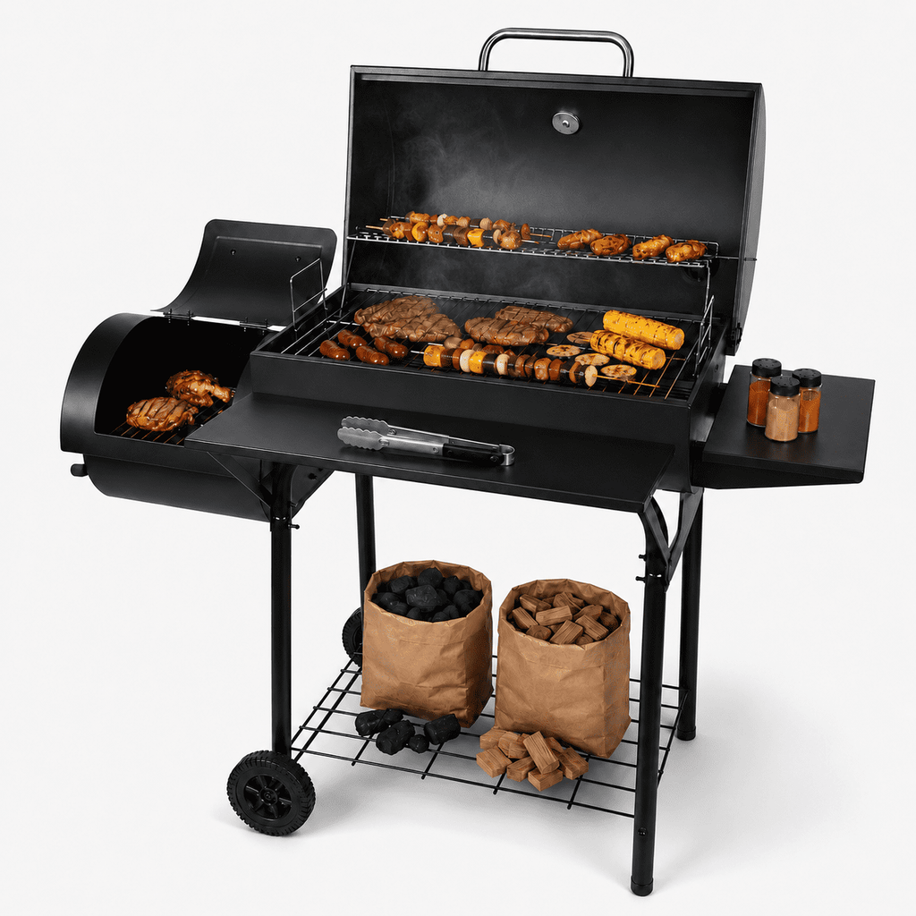 laraVist Charcoal Grill with Offset Smoker, 800 Sq. In. BBQ Grill
